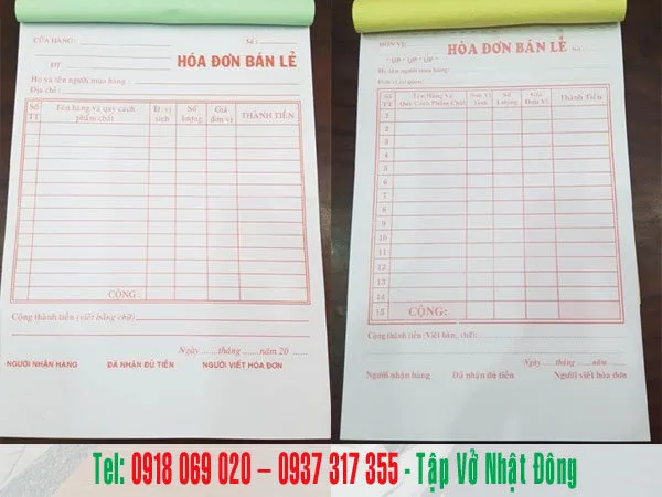 giá in hoá đơn bán lẻ 2 liên